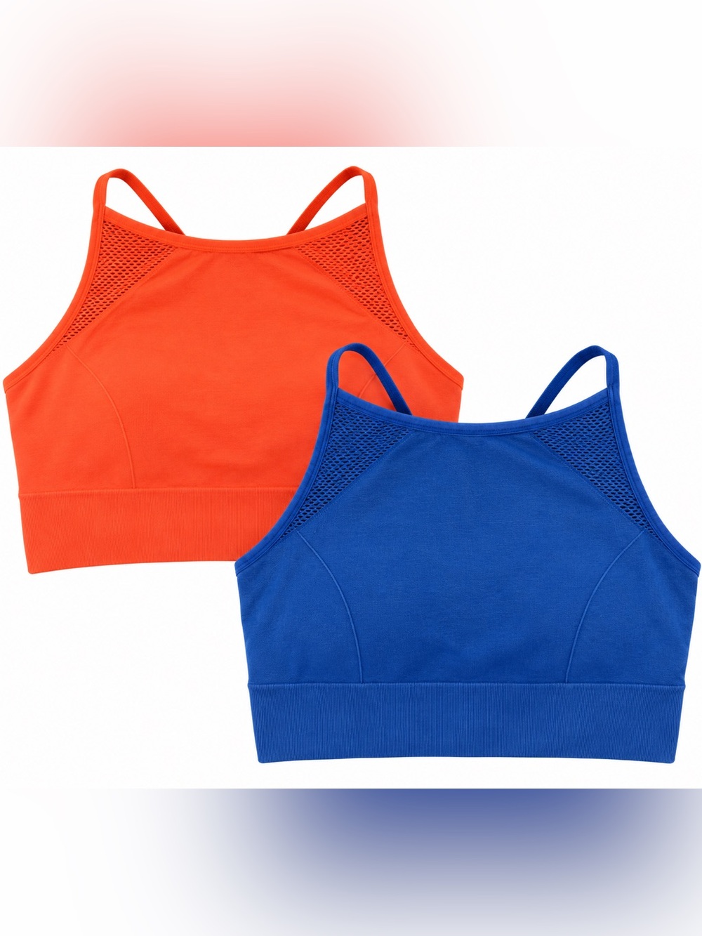 Aerie 2 seamless high neck bra orange and blue 8